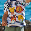 Children's Striped Animal Crew Neck T-Shirt - Multicolor