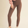 Yelete Full Size Fleece Lined High Waisted Leggings - Coffee Brown