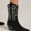 Beast Fashion Rhinestone Detail Point Toe Boots - Black