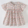 Children's Floral Print Button-Front Ruffle Sleeve Dress - Multicolor