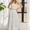 ADORA Elastic Waistband Tiered Midi Skirt - OFF WHITE