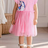 Children's Unicorn Ruffle Sleeve Tulle Dress - Pink