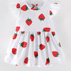 Children's Strawberry Print Ruffle Sleeve Dress - White