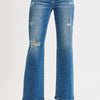 RISEN Full Size High Rise Ankle Straight Front Body Distressed Jeans Plus Size - MEDIUM