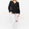 And The Why Polka Dot Ruffle Detailed Blouse Top - BLACK