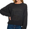 Zenana Textured Drop Shoulder Knit Top - BLACK
