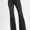 RISEN Full Size High Rise Flare Raw Cut Hem Jeans Plus Size - BLACK