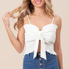 BiBi Ruffled Smocked Ribbon Detail Cami - Off White