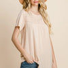 Cotton Bleu by Nu Label Eyelet Round Neck Short Sleeve T-Shirt - Peach