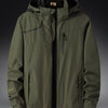 Men's Plus Size Hooded Windproof Zip Up Outdoor Jacket - Army Green