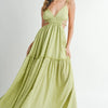 MABLE Cutout Waist Backless Maxi Dress - Sage