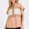 Mittoshop Mineral Washed Half Button Polo Top - Apricot