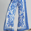 Umgee Full Size Floral Border Print Pants Plus Size - Blue