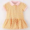 Children's Polo Collar Short Sleeve Dress - Gold