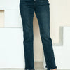 Judy Blue Full Size Button Fly Hem Destroy Straight Jeans - Dark