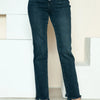 Judy Blue Full Size Button Fly Hem Destroy Straight Jeans - Dark