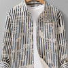 Men's Plus Size Striped Button Up Long Sleeve Shirt - Dark Blue