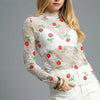 Umgee Floral Mock Neck Long Sleeve Sheer Top - White