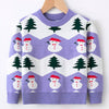 Children's Snowman & Tree Pattern Sweater - Purple