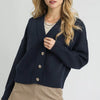 Umgee Button-Front Knit Cardigan - NAVY