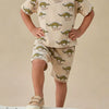 Children's Dinosaur Print Tee and Shorts Set - Khaki