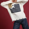 Umgee Distressed American Flag Sweater - Cream