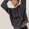 HYFVE Brushed Long Sleeve Hoodie with Kangaroo Pocket - Charcoal