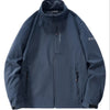 Men's Plus Size Outdoor Windproof Zip Up Jacket - Navy