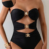 Cutout Sweetheart Neck One-Piece Swimwear - Black