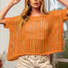 BiBi Hollowed Out Short Sleeve Knit Cover Up - Orange