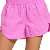 Zenana Windbreaker Smocked Waistband Running Shorts - BRIGHT MAUVE