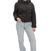 Studded Light Demi-Season Hooded Cropped Jacket in Black - Black