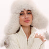 Genuine Arctic Fox Fur Genuine Leather Hat - Arcic Fox/White Leather