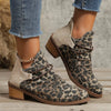 Block Heel Ankle Boots - Leopard