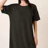 Mittoshop Urban Rib Knit Short Sleeve Tee Dress - Charcoal