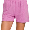 Zenana Cotton Slub Shorts - H MAUVE
