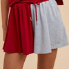 Annie Wear Color Block French Terry Flare Shorts - CRIMSON/GREY