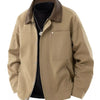 Men's Plus Size Contrast Collar Casual Jacket - Khaki