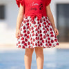 Children's Ladybug Print Ruffle Sleeve Dress - Red