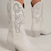 Beast Fashion Rhinestone Detail Point Toe Boots - White