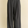 Davi & Dani Solid Back Pocket Shirring Detail Wide Leg Pants - GREY