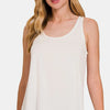 Zenana Round Neck Flowy Hem Tank - Ivory