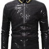 Men's Sequin Zip Up Jacket - Black