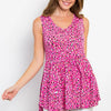 Be Stage Full Size Printed Tiered Sleeveless Top - Fuchsia