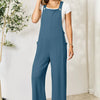 Double Take Full Size Wide Strap Overall with Pockets - French Blue