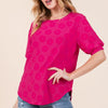 BOMBOM Textured Floral Pattern Top - Fuchsia