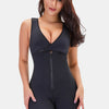 Full Size Lace Trim Shapewear with Zipper - Black