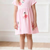 Children's Cute Cartoon Graphic Short Sleeve Dress - Blush Pink