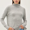 Be Cool Side Slit Mock Neck Long Sleeve Tunic Top - Charcoal