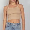 VERY J Cable Knit Seamless Cropped Cami - Nude